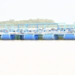 Cages flottantes pour la production piscicole au barrage de Soum au Burkina Faso.